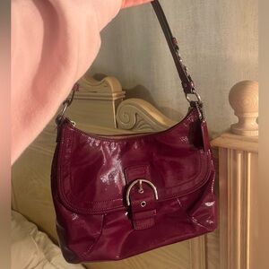Coach Deep Burgundy Patent Leather Shoulder Bag